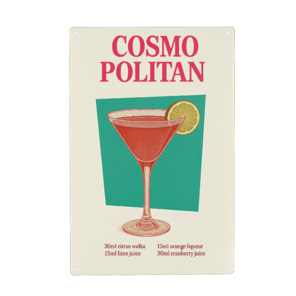 Holzbild "Kosmopolitan Cocktail Rezept" artboxONE - Natur,Essen & Trinken,Essen & Trinken / Alkohol