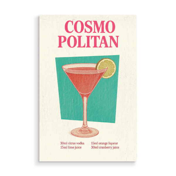 Holzbild "Kosmopolitan Cocktail Rezept" artboxONE - Natur,Essen & Trinken,Essen & Trinken / Alkohol