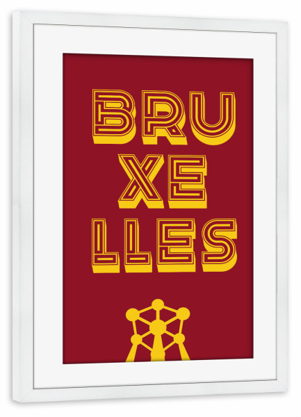 Poster mit Rahmen weiß "Bruxelles Typo" artboxONE - Städte,Typografie,Städte / Weitere
