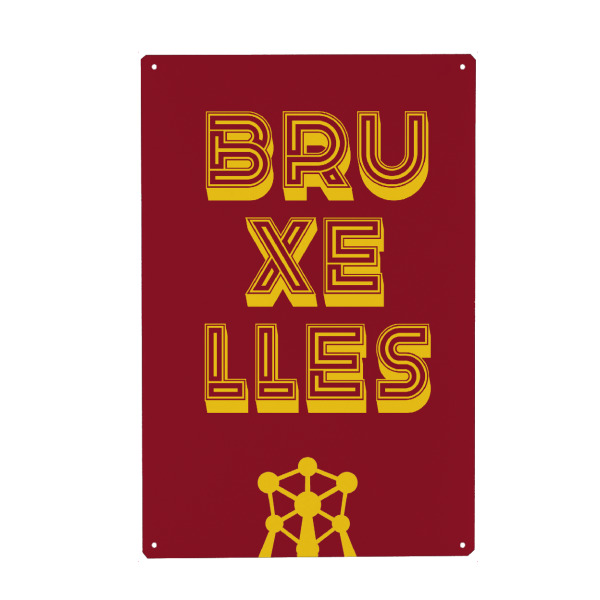 Holzbild "Bruxelles Typo" artboxONE - Städte,Typografie,Städte / Weitere