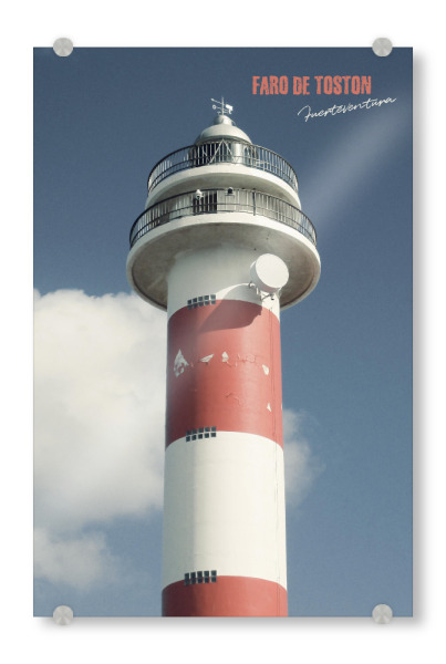 Acrylglasbild "Faro de Tostón Fuerteventura" artboxONE - Typografie,Reise,Architektur,Reise / Strand und Meer,Reise / Länder