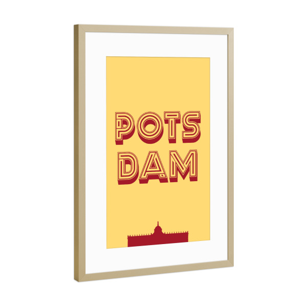 Poster mit Rahmen Gold "Postdam Typo" artboxONE - Städte,Typografie,Städte / Weitere