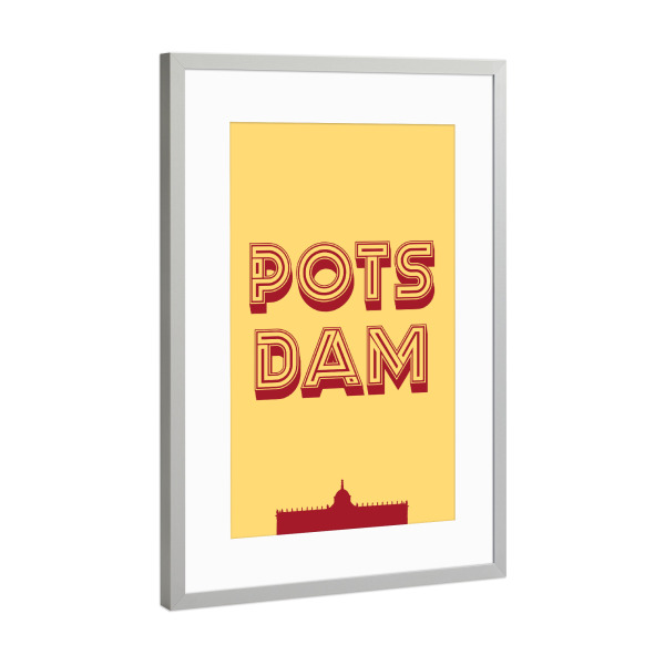 Poster mit Rahmen Silber "Postdam Typo" artboxONE - Städte,Typografie,Städte / Weitere