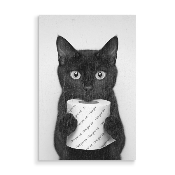 Holzbild "Toiletten Humor mit Katze" artboxONE - Typografie,Tiere,Lustig