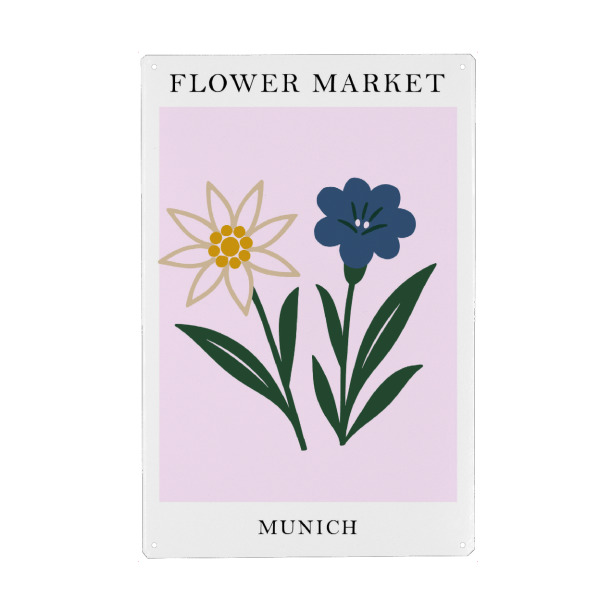 Metall Poster "Blumenmarkt München" artboxONE - Städte / München,Natur,Reise