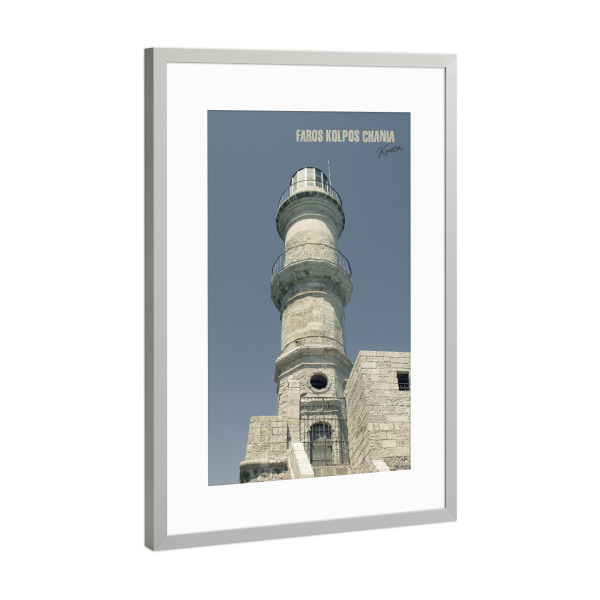 Poster mit Rahmen Silber "Kolpos Chania Lighthouse" artboxONE - Typografie,Architektur,Reise / Strand und Meer,Reise / Länder
