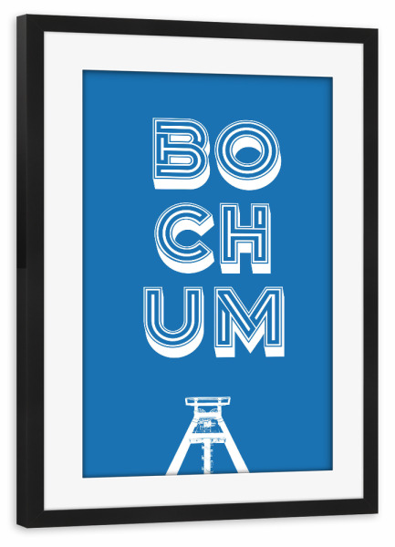 Poster mit Rahmen schwarz "Bochum Typo" artboxONE - Städte,Typografie,Städte / Weitere