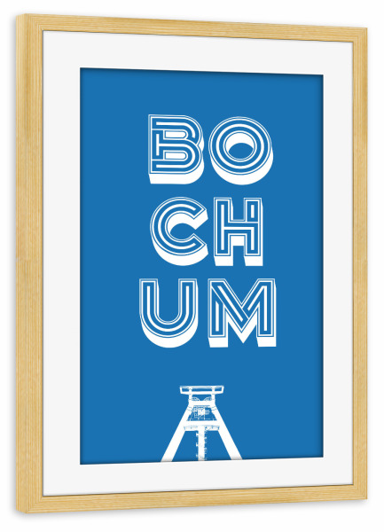 Poster mit Rahmen kiefer "Bochum Typo" artboxONE - Städte,Typografie,Städte / Weitere