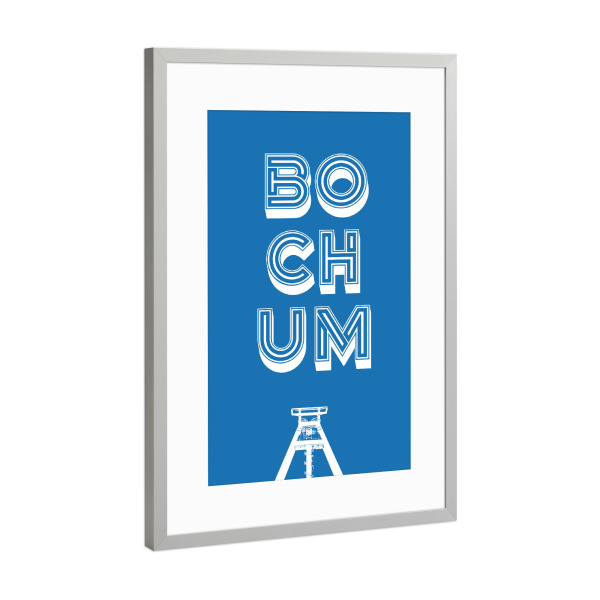 Poster mit Rahmen Silber "Bochum Typo" artboxONE - Städte,Typografie,Städte / Weitere