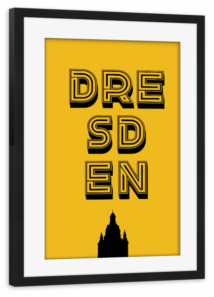 Poster mit Rahmen schwarz "Dresden Typo" artboxONE - Typografie,Architektur,Städte / Dresden