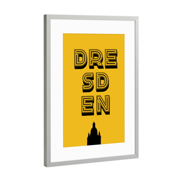 Poster mit Rahmen Silber "Dresden Typo" artboxONE - Typografie,Architektur,Städte / Dresden