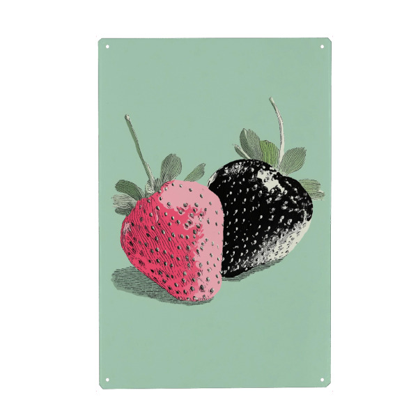 Holzbild "Schwarz-pinke Erdbeeren" artboxONE - Natur,Essen & Trinken / Obst & Gemüse