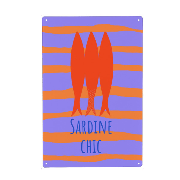 Metall Poster "Sardine chic" artboxONE - Typografie,Essen & Trinken,Abstrakt,Lustig