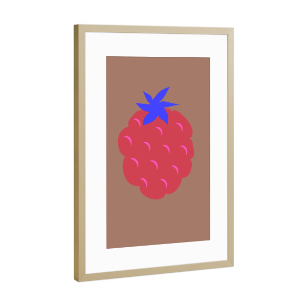 Poster mit Rahmen Gold "Himbeerliebe" artboxONE - Essen & Trinken,Liebe,Essen & Trinken / Obst & Gemüse