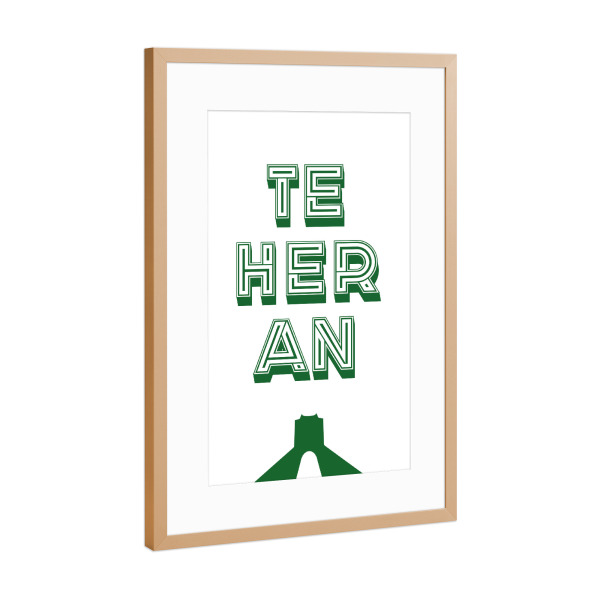 Poster mit Rahmen Kupfer "Teheran Typo" artboxONE - Städte,Typografie,Städte / Weitere