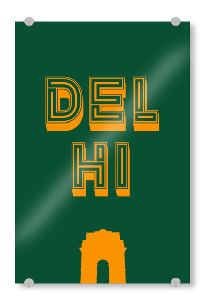 Acrylglasbild "Delhi Typo" artboxONE - Städte,Typografie,Städte / Weitere