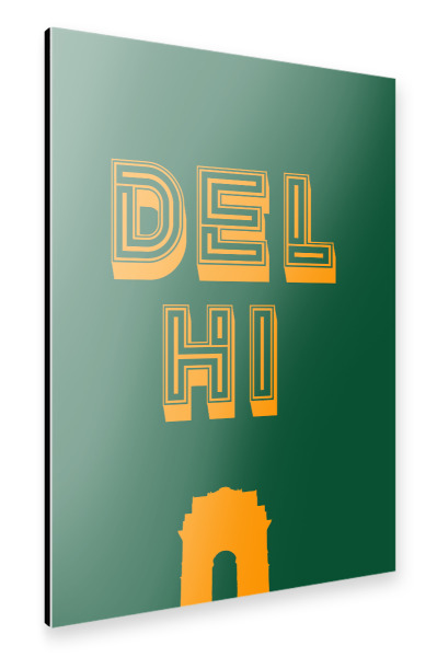 Alu-Dibond "Delhi Typo" 75x50 cm artboxONE