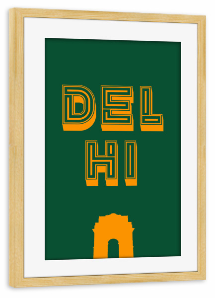 Poster mit Rahmen kiefer "Delhi Typo" artboxONE - Städte,Typografie,Städte / Weitere