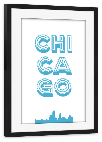 Poster mit Rahmen schwarz "Chicago Typo" artboxONE - Typografie,Städte / Chicago