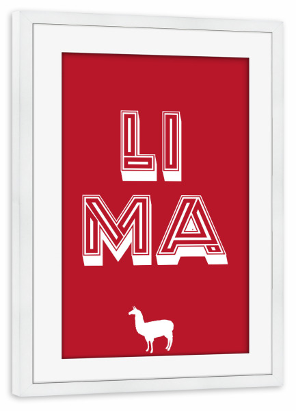 Poster mit Rahmen weiß "Lima Typo" artboxONE - Städte,Typografie,Städte / Weitere