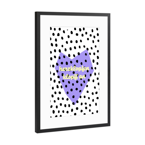 Poster mit Rahmen Schwarz (Metallic) "Herzklopfen" artboxONE - Typografie,Liebe