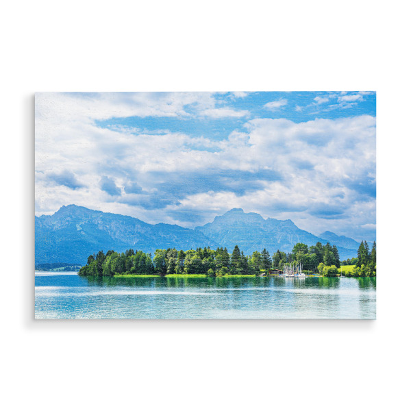 Holzbild "Alpenblick am Forggensee" artboxONE - Natur,Reise
