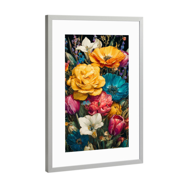 Poster mit Rahmen Silber "Gartenblumen B (matart)" artboxONE - Natur,Floral - Blumen,Garten,Natur,Modern,Kunst