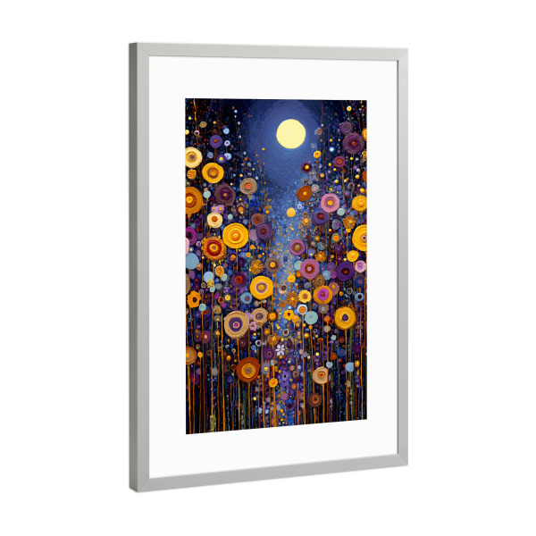 Poster mit Rahmen Silber "Blumen Nacht C, Klimt (matart)" artboxONE - Natur