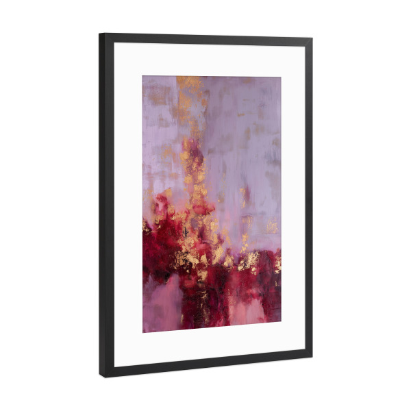 Poster mit Rahmen Schwarz (Metallic) "Weinrot und Fliederstruktur" artboxONE - Natur,Abstrakt,Marmor