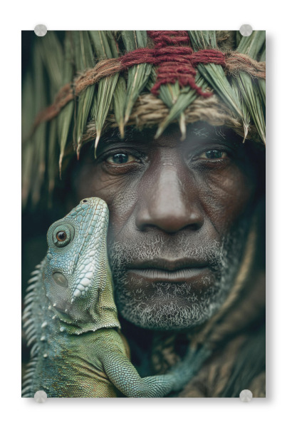 Acrylglasbild "Chamäleon trifft Mensch" artboxONE - Natur,Tiere,Menschen