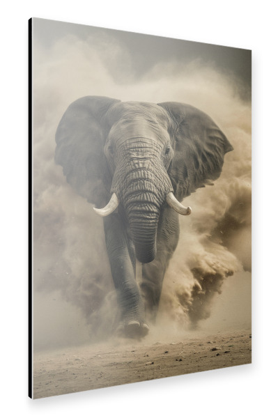 Alu-Dibond "Staubiger Elefantenlauf" 75x50 cm artboxONE