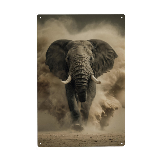 Holzbild "Staubiger Elefantenlauf" artboxONE - Natur,Tiere,Reise / Afrika