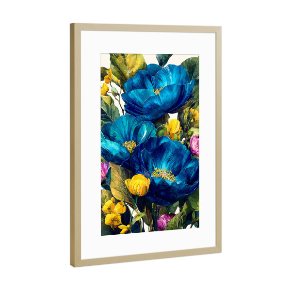 Poster mit Rahmen Gold "Gartenblumen E (matart)" artboxONE - Natur,Floral - Blumen,Garten,Natur,Modern,Kunst
