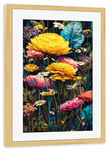 Poster mit Rahmen kiefer "Gartenblumen N (matart)" artboxONE - Natur - Blumen,Garten,Natur,Modern,Kunst