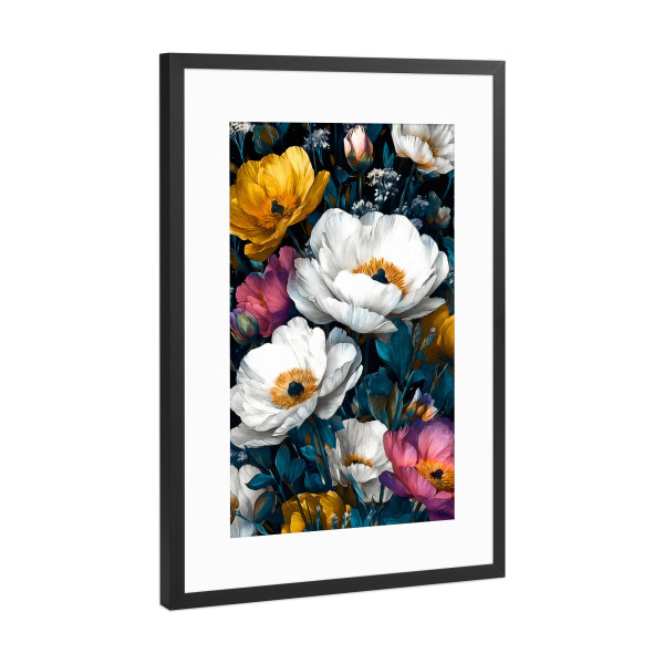 Poster mit Rahmen Schwarz (Metallic) "Gartenblumen D (matart)" artboxONE - Natur - Blumen,Garten,Natur,Modern,Kunst