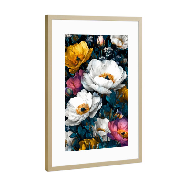 Poster mit Rahmen Gold "Gartenblumen D (matart)" artboxONE - Natur - Blumen,Garten,Natur,Modern,Kunst