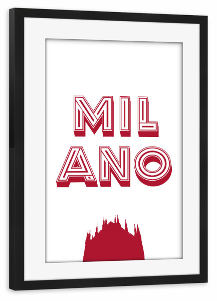 Poster mit Rahmen schwarz "Milano Typo" artboxONE - Typografie,Städte / Mailand