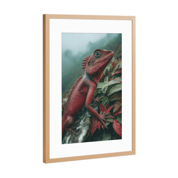 Poster mit Rahmen Kupfer "Tropenstil mit Chamäleon" artboxONE - Natur,Tiere