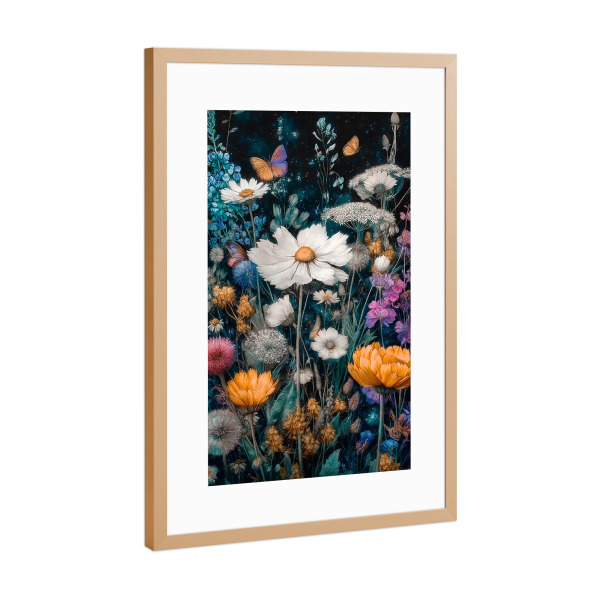 Poster mit Rahmen Kupfer "Schöner Blumengarten H (matart)" artboxONE - Natur - Blumen,Garten,Natur,Modern,Kunst