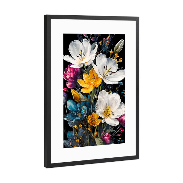 Poster mit Rahmen Schwarz (Metallic) "Gartenblumen H (matart)" artboxONE - Natur,Floral - Blumen,Garten,Natur,Modern,Kunst
