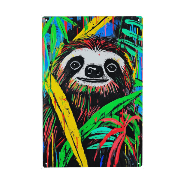 Holzbild "Tropisches popart Faultier" artboxONE - Natur,Tiere,Abstrakt