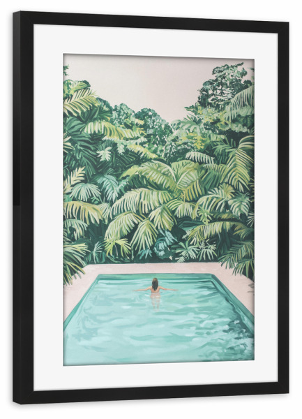 Poster mit Rahmen schwarz "Frau im Tropenpool" artboxONE - Natur,Menschen,Reise / Länder