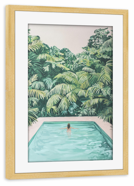 Poster mit Rahmen kiefer "Frau im Tropenpool" artboxONE - Natur,Menschen,Reise / Länder