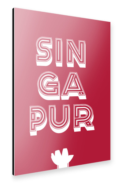 Alu-Dibond "Singapur Typo" 75x50 cm artboxONE