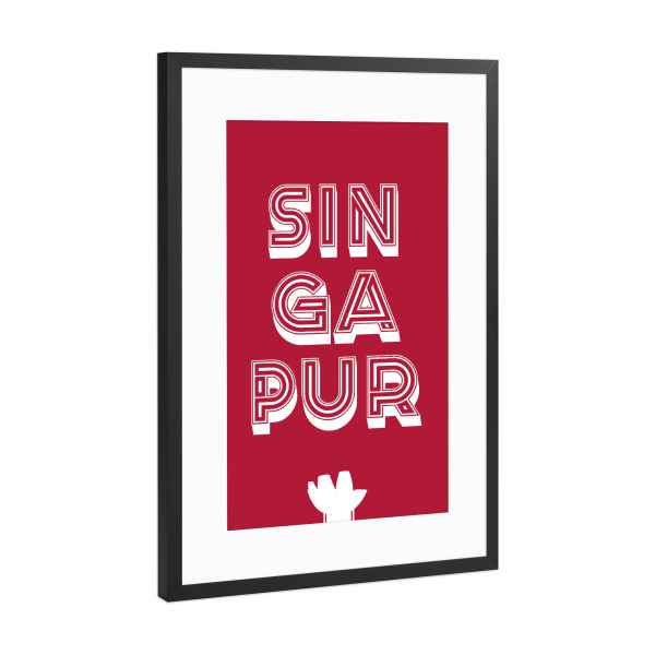 Poster mit Rahmen Schwarz (Metallic) "Singapur Typo" artboxONE - Typografie,Städte / Singapur