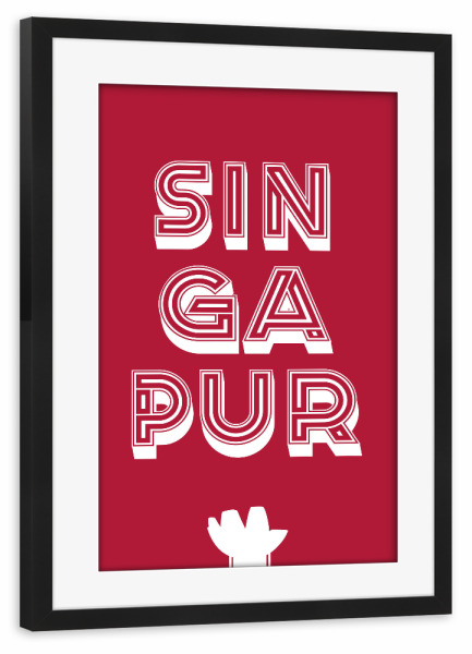 Poster mit Rahmen schwarz "Singapur Typo" artboxONE - Typografie,Städte / Singapur - Singapore,Singapur,Typo,Typography,Retro,Pop art,Typografie