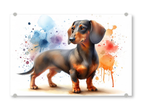 Acrylglasbild "Dachshund -Hund in Aquarell b" artboxONE - Tiere,Abstrakt