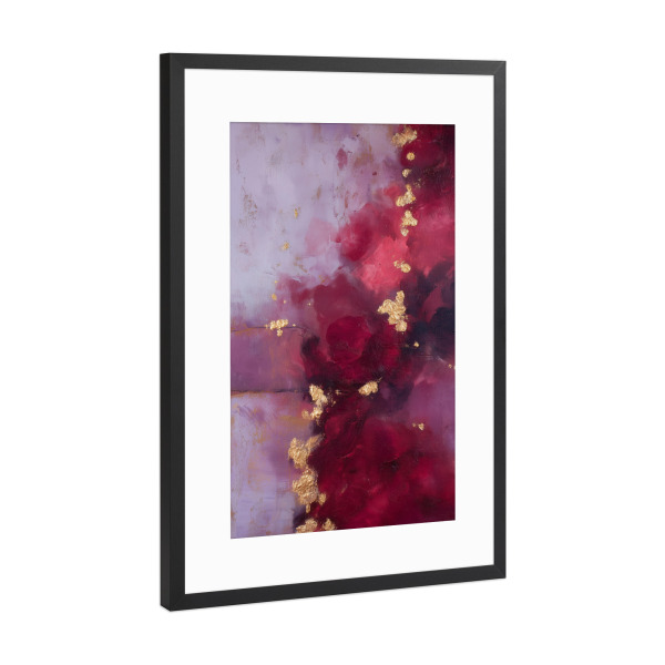 Poster mit Rahmen Schwarz (Metallic) "Farbexplosion Weinrot" artboxONE - Natur,Abstrakt,Marmor