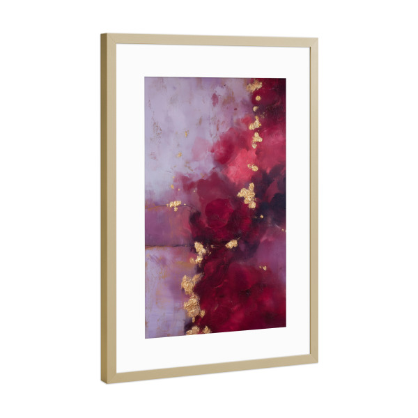 Poster mit Rahmen Gold "Farbexplosion Weinrot" artboxONE - Natur,Abstrakt,Marmor