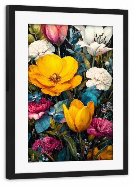 Poster mit Rahmen schwarz "Gartenblumen L (matart)" artboxONE - Natur - Blumen,Garten,Natur,Modern,Kunst